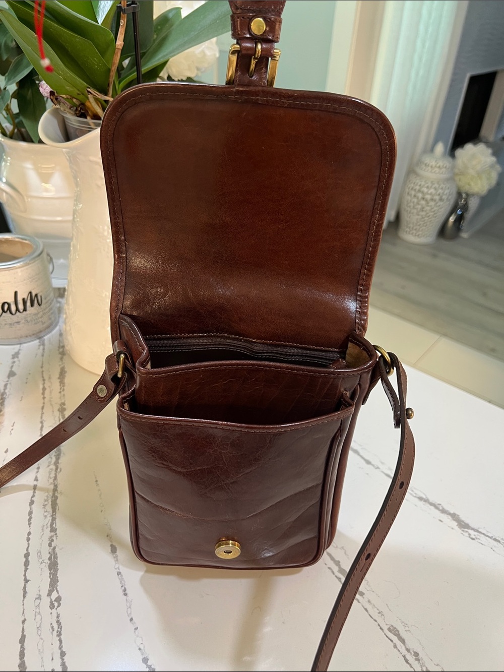 Brahmin Brown Woven Leather Messenger Crossbody Bag - Picture 12 of 13